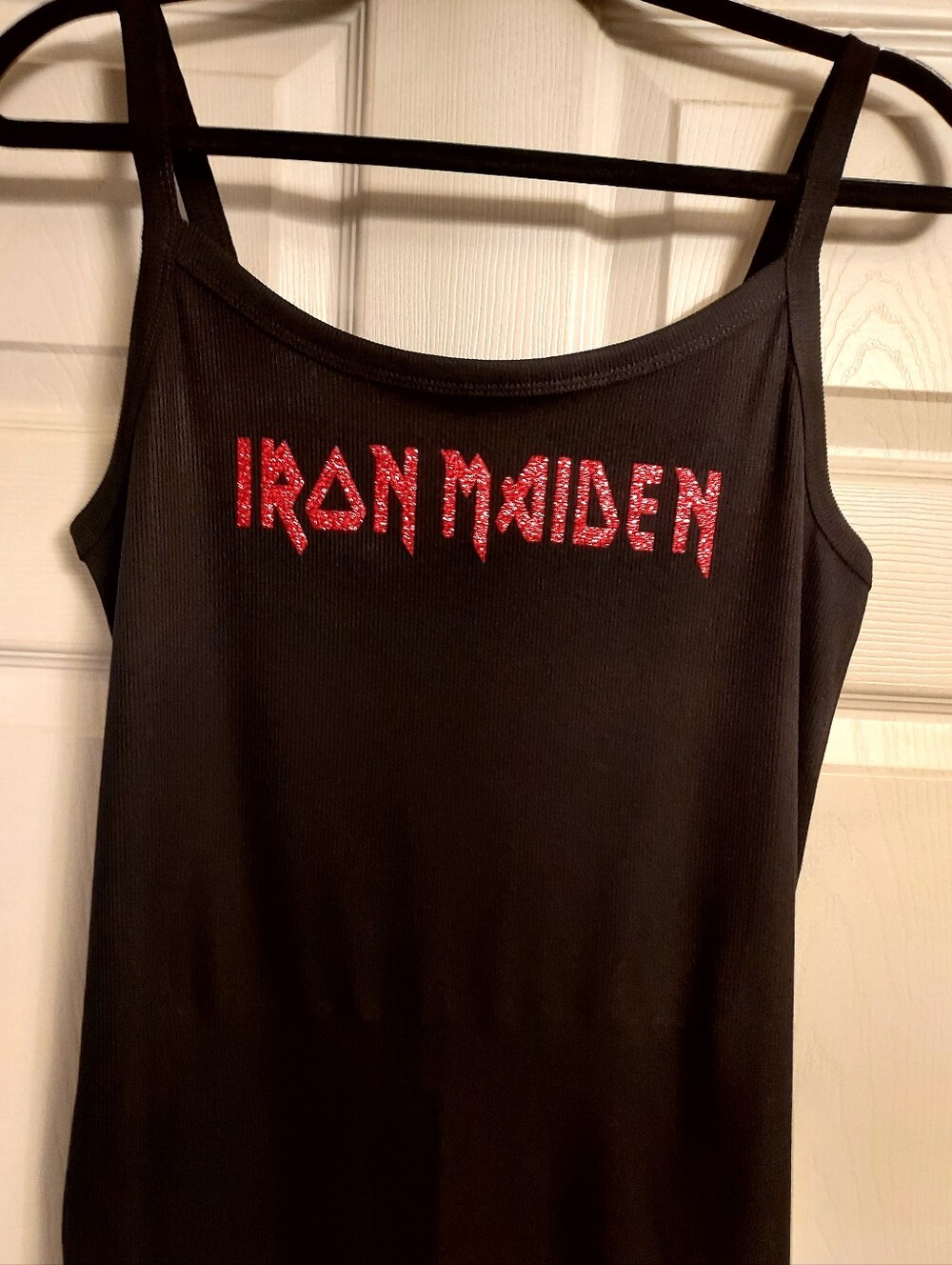 Iron Maiden tank top Red Glitter  Iron Maiden Shirt Fitted Iron maiden Crop Top